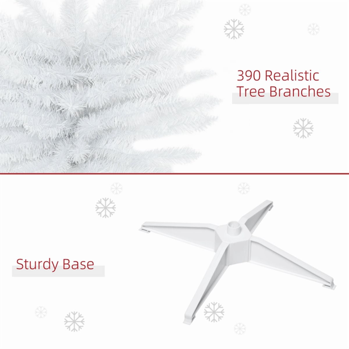 6FT Slim Pencil Christmas Tree - 390 Full Plastic Branches, White Artificial Tree, Detachable Sturdy Plastic Base, Space-Saving Holiday Decor for Home/Apartment/Office