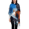 thumbnail image 1 of Women's Fashion Tassel Scarf, Watercolour Abstract Flower Long Shawl, Lightweight and Warm, 1 of 9