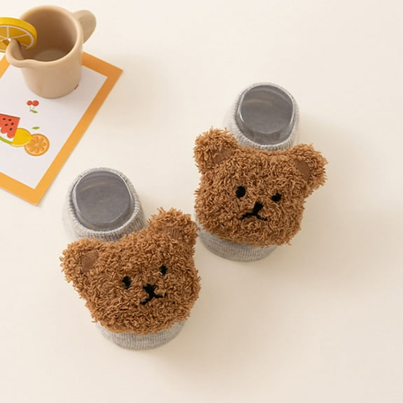 Bnwani Toddler Cotton Socks for Boys Spring Crew Floor Thick Thin Breathable Socks Gray