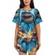 thumbnail image 1 of Fotbe Colorful Underwater Shark Conjunto de Pijama Estampado para Mujer, 2 Piezas, Ropa de Dormir con Camiseta de Manga Corta y Shorts Suaves-X-Large, 1 of 6