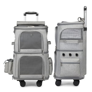 Cat Backpack Carrierfor Cats,Double Compartment Pet Carrier Pet Carrier Backpackwith Trolley Wheels Pet Rolling Carrier World-Class Design