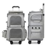 Cat Backpack Carrierfor Cats,Double Compartment Pet Carrier Pet Carrier Backpackwith Trolley Wheels Pet Rolling Carrier World-Class Design