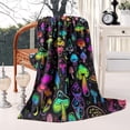 thumbnail image 2 of Colorful Mushroom Star Black Pattern Blanket,Comfortable Soft Lamb Wool Throw Blanket,All Season,Warm Lightweight Blankets for Sofa Bed Couch Living Room Chair,50"x60", 2 of 4