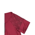 thumbnail image 5 of Yuemengxuan Women Floral Embroidery T-shirt, Irregular Hem Lace Sleeve V-neck Pullover, 5 of 8