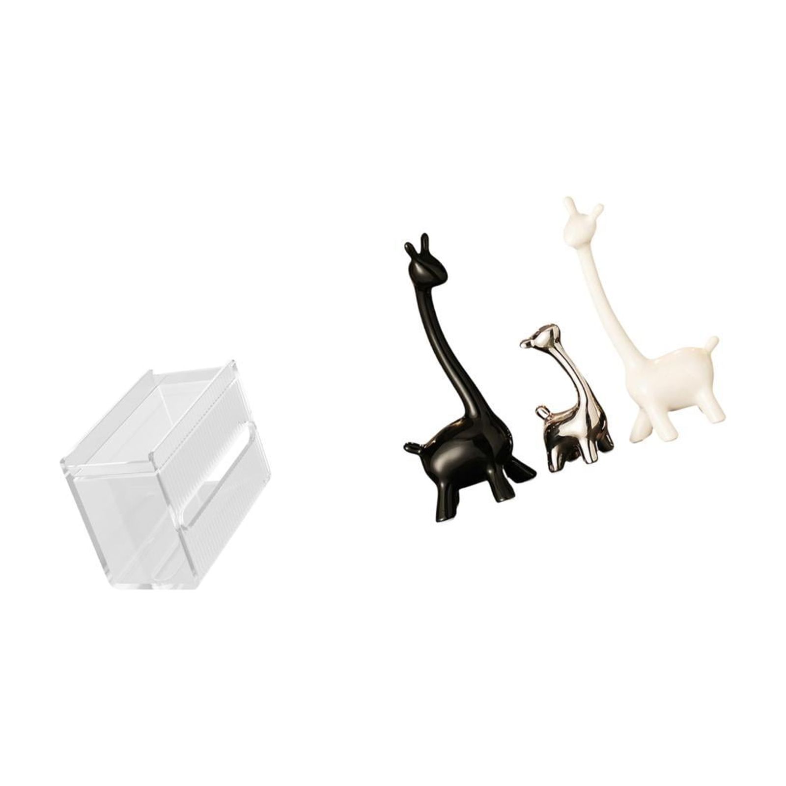 Fiocias Acrylic Toilet Paper Storage Box Modern Paper Towel Dispenser Wall Mounted Toilet Tissue Paper Holder Giraffe Figurines Ceramic Statue Furnishing Tabl