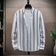 thumbnail image 2 of YLSDY Men's Long Sleeve Turn-Down Collar Button Up Striped Print Dress Shirt Tops Blouse White L, 2 of 3