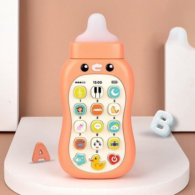 Portable Infants Learning Cell Phone with Pacifier Educational Toys Babies Mobile Phone Toy 15 Functions Including Weather Sound Effects Piano Music Etc Babies Phone Toy