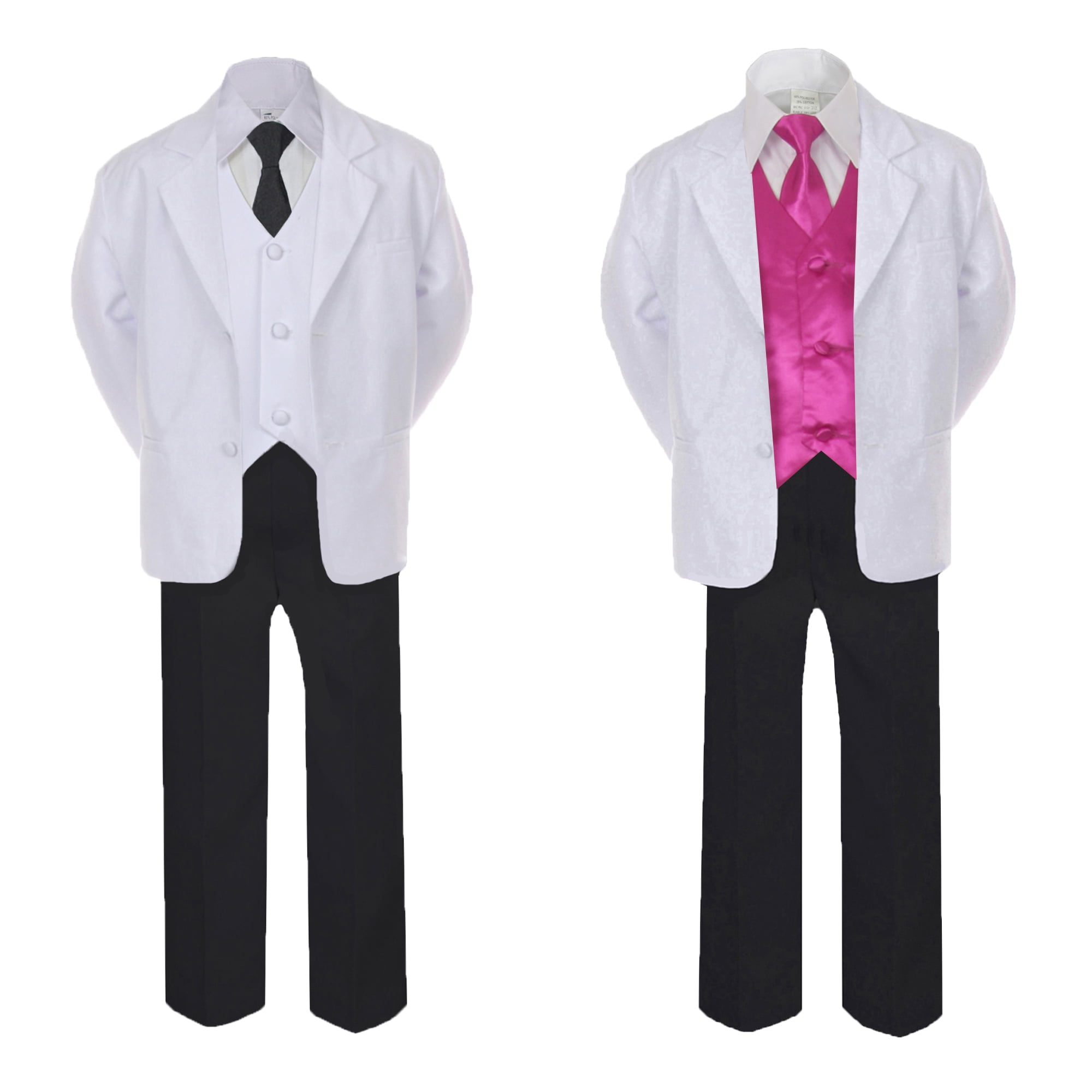 5-7pc BABY White Formal Shawl Lapel Suit Tuxedo MUSTARD Satin Bow Necktie Vest