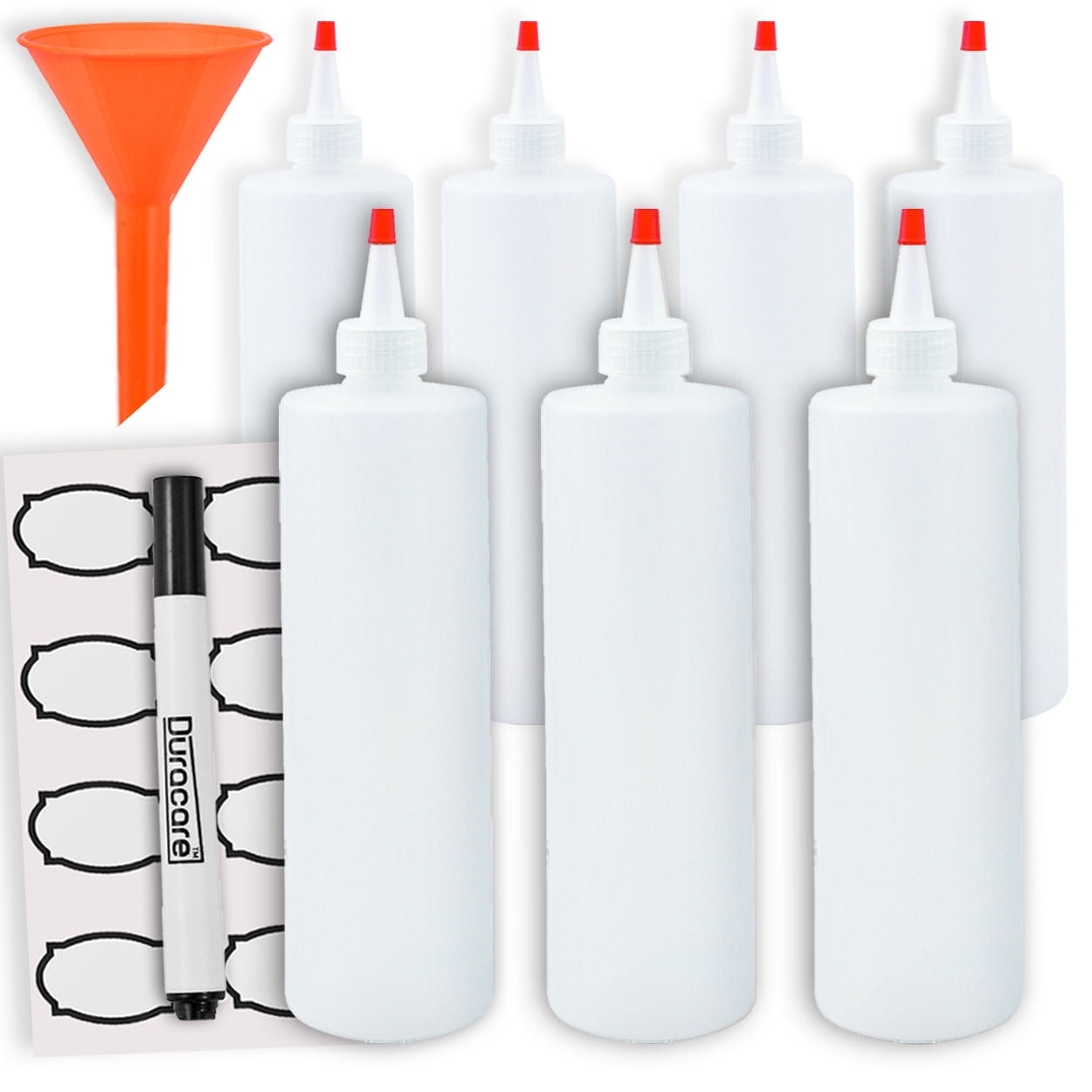 Duracare Plastic Squeeze Bottles 7 Pack Condiment Squirt Bottles