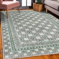 thumbnail image 3 of Vintage Decorative Rug, Ethnic Themed Squares and Circle Details Antique Themed Mesh Grid Design, Quality Carpet for Bedroom Dorm and Living Room, 6 Sizes, Rose and Pale Seafoam, by Ambesonne, 3 of 4