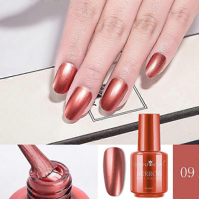 8ml Mirror Nail Art Glitter Gel Rose Gold Silver Metallic Effect Nail Glitters For Nails UV Gel Polish Nail Chrome Pigment