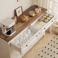 thumbnail image 4 of Aiho 55.1" Buffet Cabinet with 2 Drawers and 4 Doors, Farmhouse Sideboard Storage Cabinet with Adjustable Shelves for Kitchen, Living Room, Dining Room, White & Brown, 4 of 7