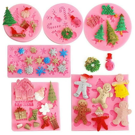 

BTGUY DIY Silicone Mold Christmas Pink 6-piece Set Christmas Silicone Mold DIY Chocolate Cake Mold Baking Tools Kitchen Accessories