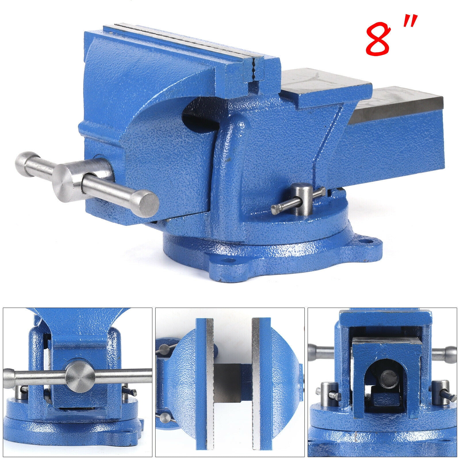 8'' Heavy Duty Work Bench Vice Engineer Jaw Swivel Base Workshop Vise Clamp New 
