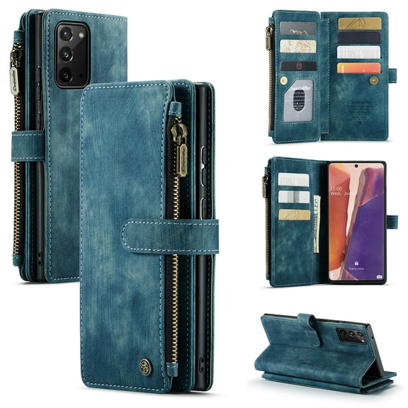 Case for Samsung Galaxy Note 20 5G Cover Wallet Durable PU Leather Magnetic Flip Zipper Card Holder - Blue