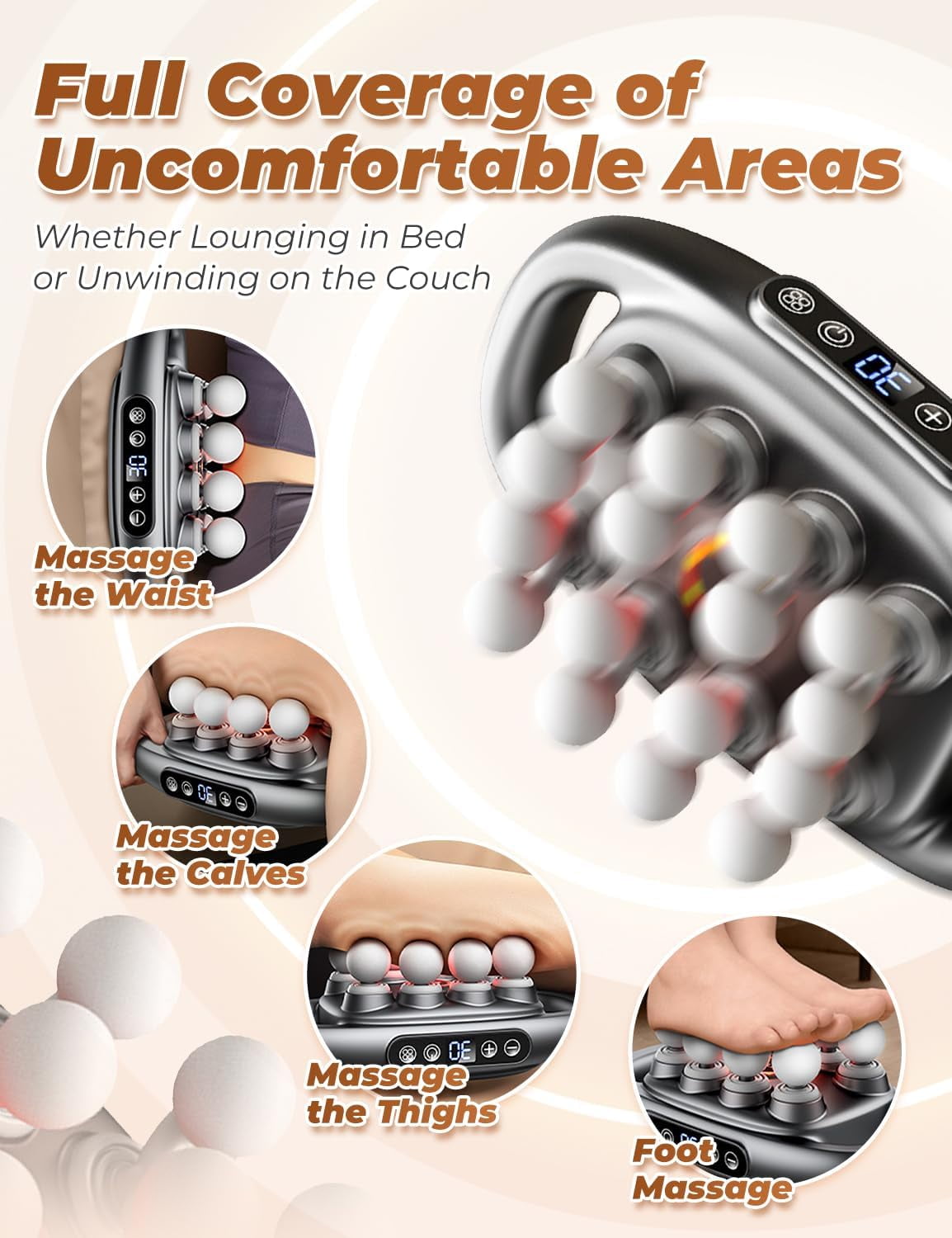 Massager - 16 Head Massage Gun Deep Tissue for Pain Relief, Pro Massager with 3 Modes & 30 Levels, Back Massagers for Back, Shoulders, Legs, Foot, Body, Fast Relief
