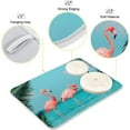 thumbnail image 3 of FREEAMG Tropical Lake Three Pink Flamingo Absorbent Dish Drying Mat Microfiber Kitchen Countertop Table Protector Multi-Purpose Counter Rack Sink Drainer Pad 16"x 18", 3 of 6