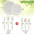 thumbnail image 2 of 250-piece biodegradable paper plate set (extra long cutlery), disposable cutlery set, eco-friendly compostable plates and utensils, including party plates, forks, knives and spoons, 2 of 7