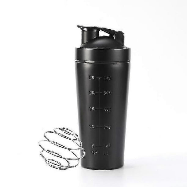 Stainless Steel Protein Shaker Bottle Leak-Proof, BPA-Free with Mixing Ball & Measurement Markings for Gym & Travel