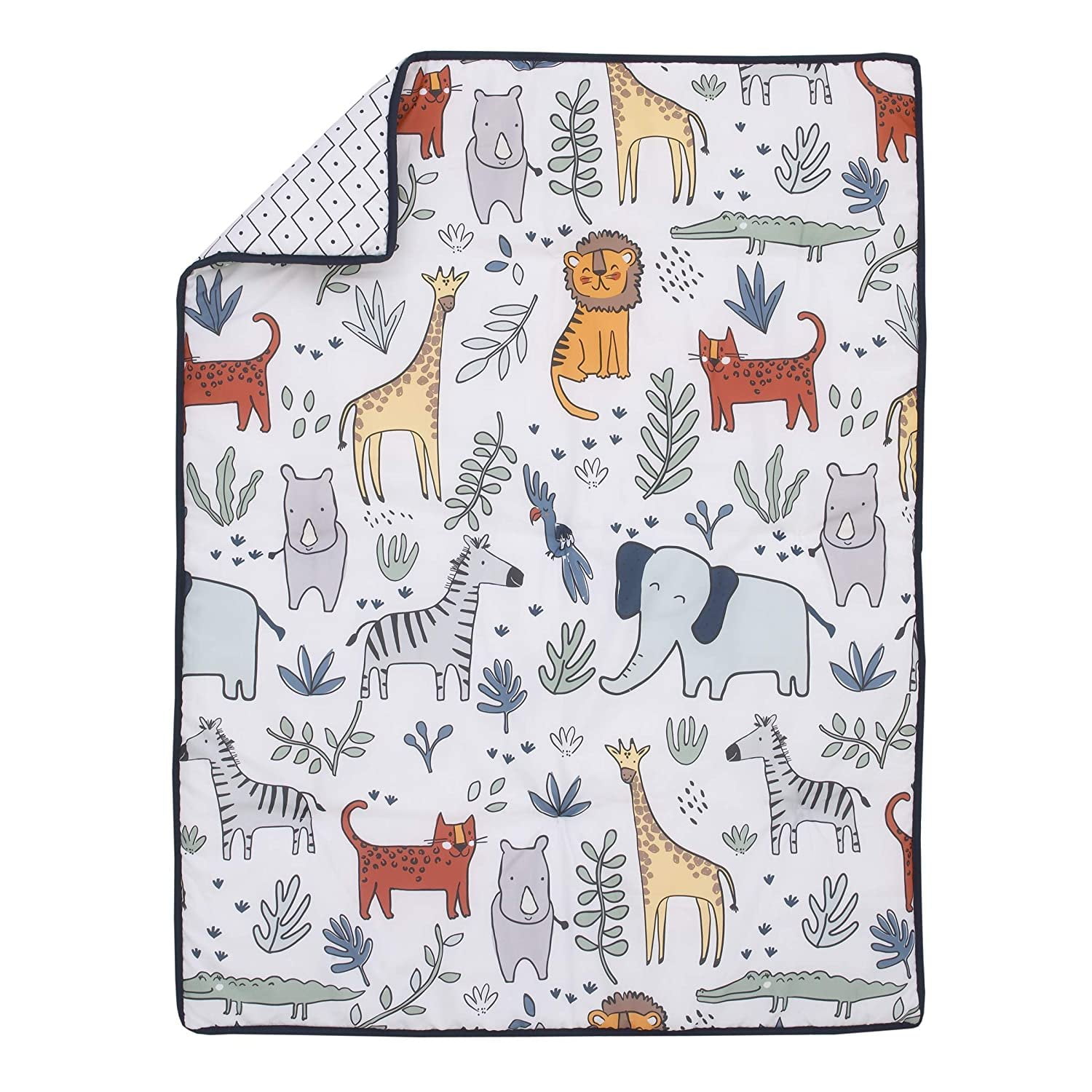 Carter's Safari Party 4 Piece Crib Bedding Set - Comforter, Fitted Sheet, Dust Ruffle & Baby Blanket