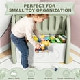 thumbnail image 2 of PAPROOS Kids Toy Box, Cute Toy Chest Organizer with Seating Bench and Sliding Door, Toy Storage Chest for Girls Boys, Modern Toy Storage Cabinet for Playroom, Living Room, Bedroom, Green+Light Gray, 2 of 8