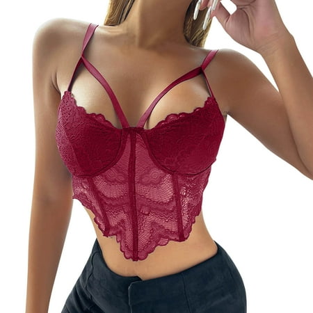 

Frehsky bras for women Women Lace Bra Strapless Satin Tube Top Crop Bustier Top Sheer Casual Blouse Tops Mini Bustier