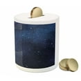 thumbnail image 3 of Night Piggy Bank, Space Stars View Nebula Galaxy Cosmos Infinite Universe, Ceramic Coin Bank Money Box for Cash Saving, 3.6" X 3.2", Dark Blue White, by Ambesonne, 3 of 4