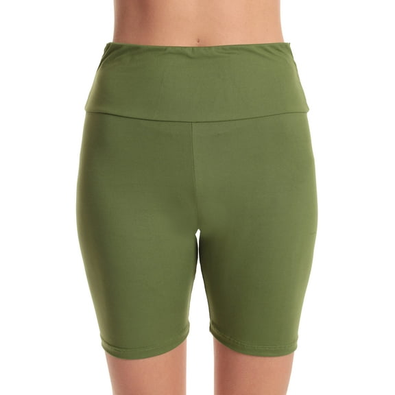 Just Love High Waist Biker Short for Women – 7” Stretch Yoga Workout Short (Green, X-Large)