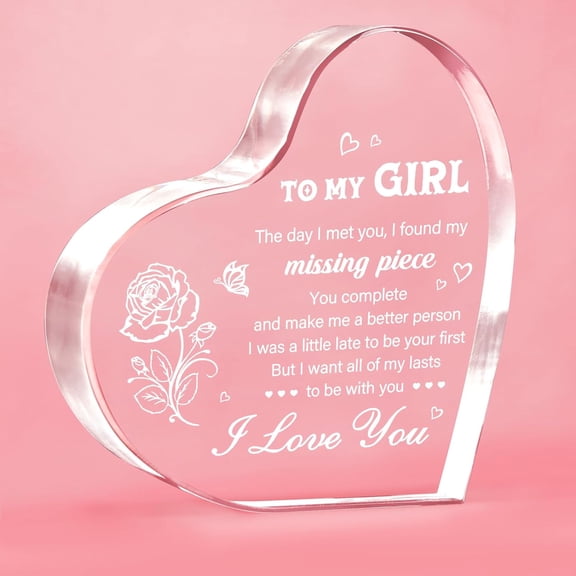 Gifts for Girlfriend, Girlfriend Birthday Gift Ideas, To My Girl Heart Shaped Acrylic Block - Anniversary I Love You Gifts for Her, Women, Gf Valentines Day Gifts