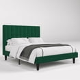 thumbnail image 2 of Einfach Queen Size Platform Bed Frame with Upholstered Velvet Vertical Headboard, Green, 2 of 7