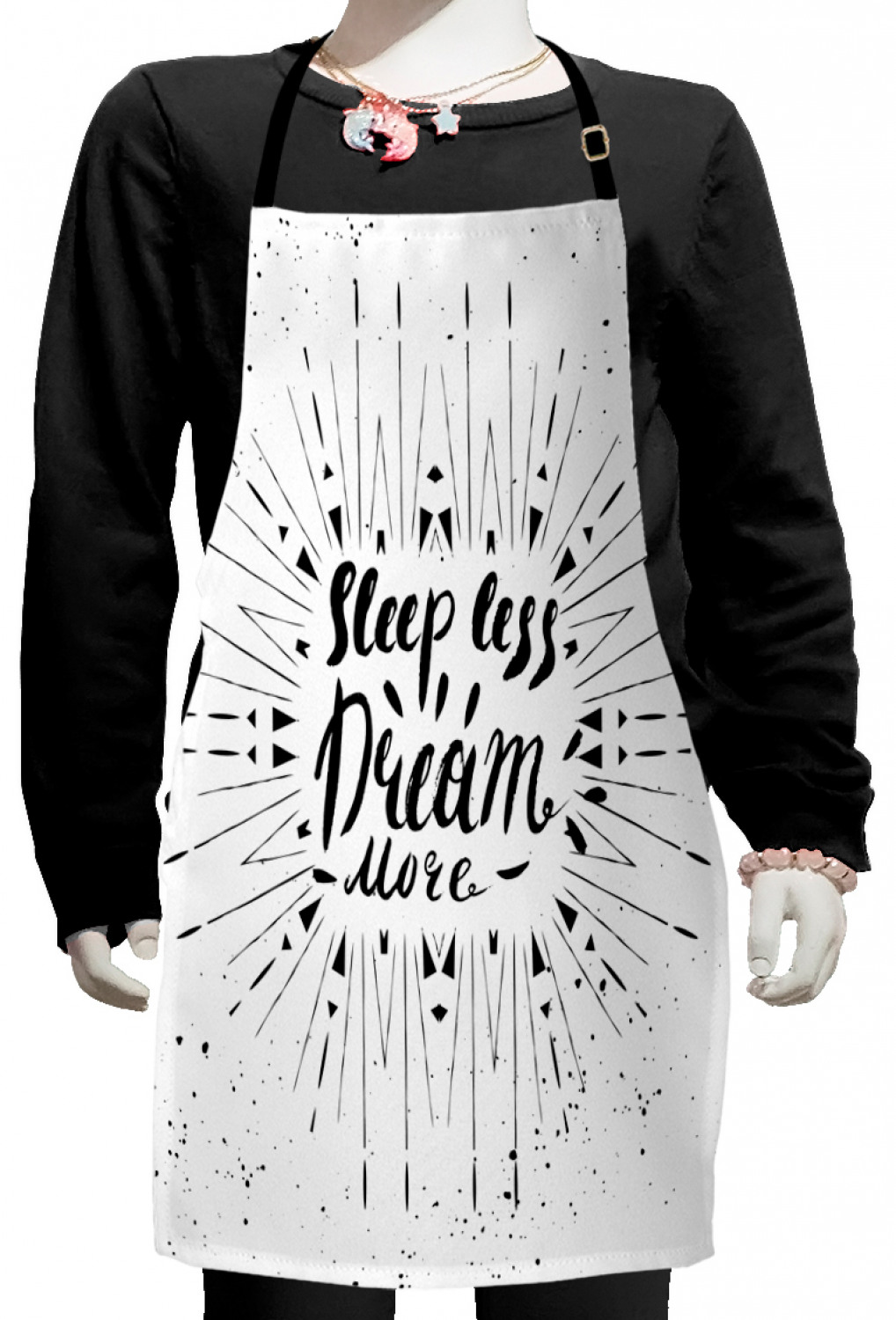 Saying Kids Apron, Sleep Less Dream More Lettering on Sunbursting Rays ...