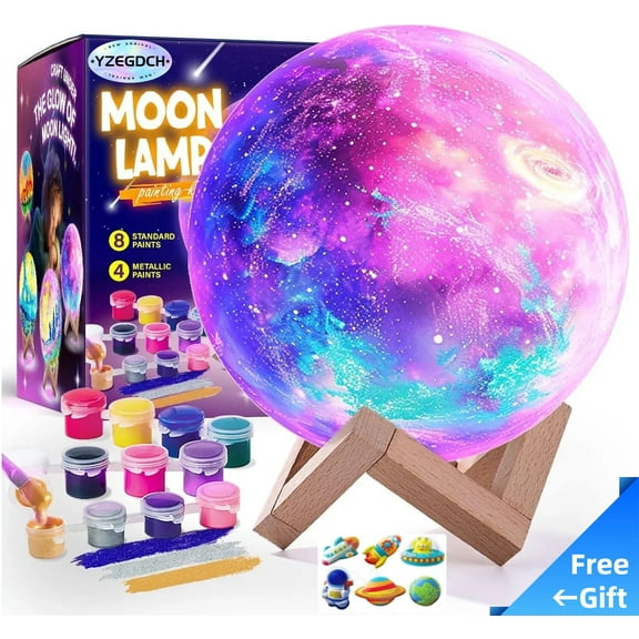 YZEGDCH Paint Your Own Moon Lamp Kit, 5inch Cool Gifts DIY 3D Moon Night Light, Arts Crafts for K*ids Ages 8-12, Space Art Supplies Craft Kits, B*oys G*irl Birthday Xmas Gifts Ages 3 4 5 6 7 8 9 10