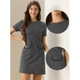 thumbnail image 2 of DARING DIVA Round Neck Short Sleeve Pencil Sheath Dress M Gray Houndstooth, 2 of 6