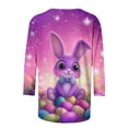 thumbnail image 4 of successthop Easter Clothes Women Bunny Casual 3/4 Sleeve Vacation Shirt Crewneck Top Loose Summer Holiday Clothes M, 4 of 5
