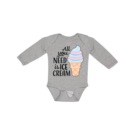 Inktastic All You Need is Ice Cream with Ice Cream Cone Boys or Girls Long Sleeve Baby Bodysuit