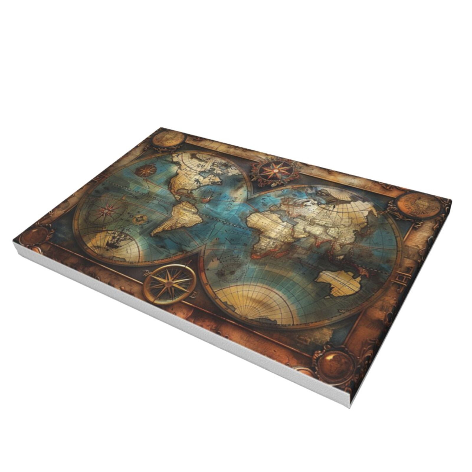 12x18 inch Canvas Hanging Picture Painting Retro Earth Map,Funny Study Canvas Decor Accessory,Indoor Bedroom,Man Cave,Tavern,Study Wall Decor Oil Painting&nbsp;Art Prints,For Retro Art Lover Gift