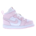 thumbnail image 2 of Nike Jordan 1 Mid Leather Infant/Toddler Shoes Size 6, Color: Pink Foam/Fire Red/White, 2 of 4