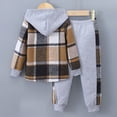 thumbnail image 4 of CAUYDY Kids Boy's Outfits Baby Toddler Button Plaid Long Sleeve Jacket and Elastic Waist Sweatpants 2 Piece Set Fall Winter Grey for Sizes 4-5 Years, 4 of 9