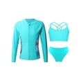thumbnail image 3 of Alvivi 3Pcs Kids Girls Swimsuit Long Sleeve Top with Sleeveless Crop Top and Briefs Rashguard Sets Swimwear Lake Green 6, 3 of 7