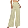 thumbnail image 3 of Gytharion Women's High Waist Striped Wide Leg Pants Double Breasted Draped Floor Length Casual Pants with Pockets Loose Palazzo Trousers, 3 of 7