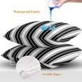 thumbnail image 4 of Throw Pillow Covers 18x18 Inch Set of 2, Black Striped Waterproof Outdoor Pillow Covers, Modern Thin Line Vertical Stripes Decorative Cushion Pillowcases for Couch, Sofa, Bed, Garden, Patio, 4 of 9