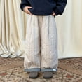 thumbnail image 2 of Wuxian Girls Pants Thick Lined Padded Wide Leg Trousers Plaid Winter Snow Pants Thickened Warm Loose Fit Joggers Fashionable For Sports Everyday Activities,Beige,6-7 Years, 2 of 4