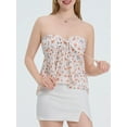 thumbnail image 4 of Gupgi Women Flower Tube Top Strapless Tie Front Smocked Bandeau Tops Off Shoulder Ruffle Vest, 4 of 9