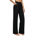 thumbnail image 2 of Linen Pants Women High Waisted Lounge Palazzo Pants Baggy Straight Leg Cotton Trousers Vacation Beach Trousers,Cotton Linen Soft Pant with Pockets Office Dress Work Slacks Comfy Trousers L, 2 of 6