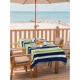 thumbnail image 2 of 60x102 Inch Outdoor Tablecloth with Umbrella Hole Zipper Rectangle Navy Blue Green Striped Rectangular Tablecloths Outside Waterproof Modern Minimalist Ombre Lines Patio Table Cover for Picnic Party, 2 of 8