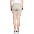 thumbnail image 3 of 2Luver, Women's, Stretchy 5 Pocket Mid-Rise Solid Color Classic Work School Uniform Pants Shorts, Khaki, 11, 3 of 3