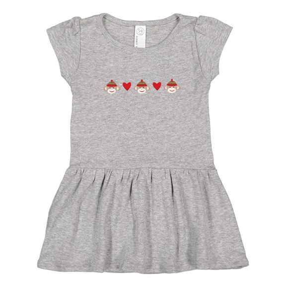 Inktastic Sock Monkey Heart Border Girls Toddler Dress