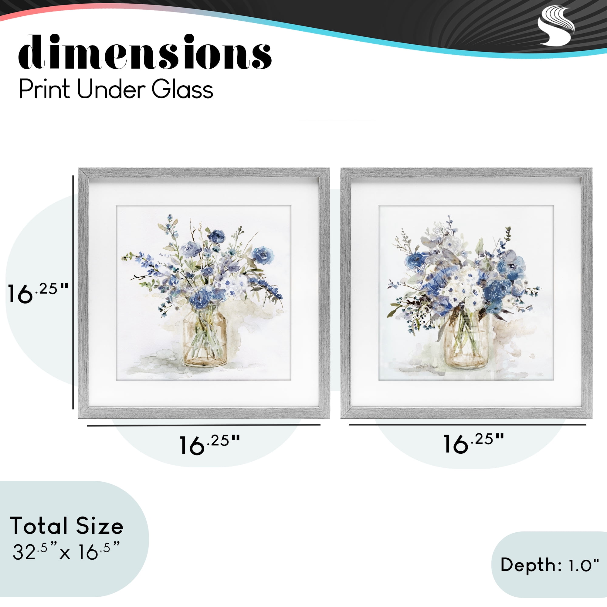 Stupell Industries Spring Watercolor Vases 2 Piece Gray Framed Print Under Glass Set, design by Carol Robinson