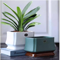 30 x 22 x 15.5cm Square White Ceramic Flower Pot (2 Count)