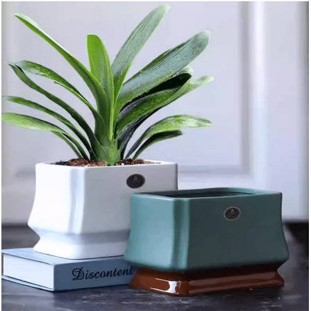 30 x 22 x 15.5cm Square White Ceramic Flower Pot (2 Count)